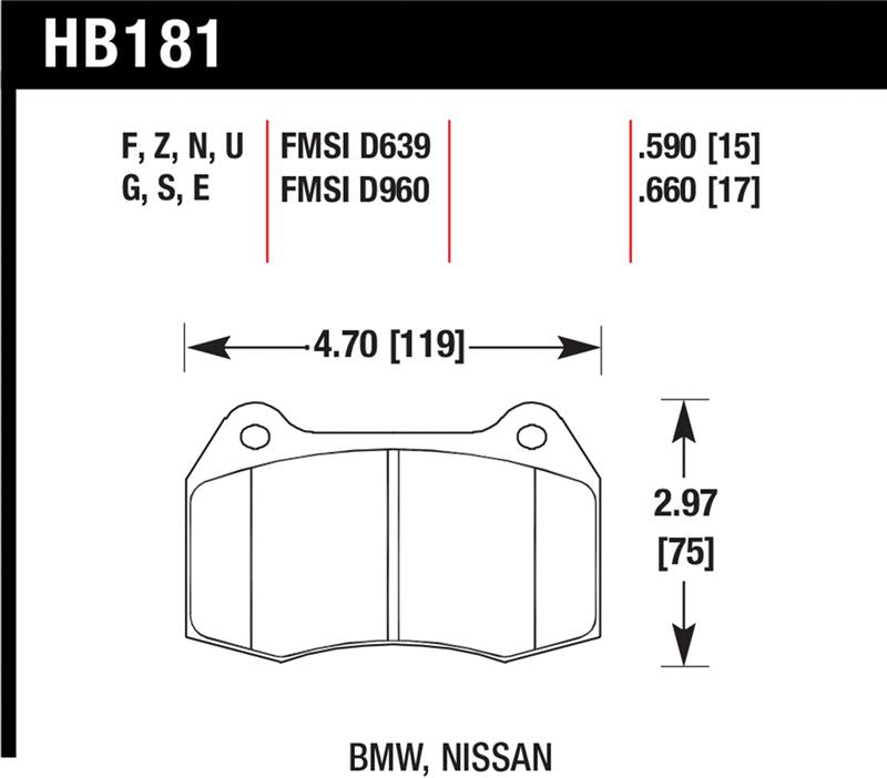 Hawk Performance HB181F.660 FITS:Hawk 94-97 BMW 840CI/850CI HPS Front Street Brake Pads Brake Pads Performance