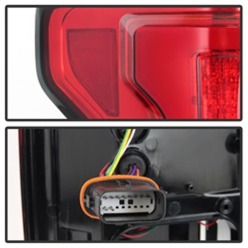 SPYDER 5085320 FITS: 15-18 Ford F-150 LED Tail Lights (w/Blind Spot) Red Clear (ALT-YD-FF15015BS-LBLED-RC) Tail Lights