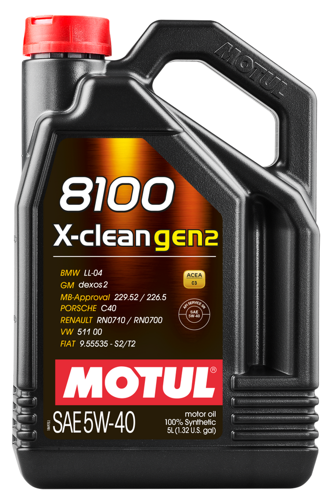 Motul 109762 FITS: 5L Synthetic Engine Oil 8100 X-CLEAN Gen 2 5W40 Case of 4 Motor Oils