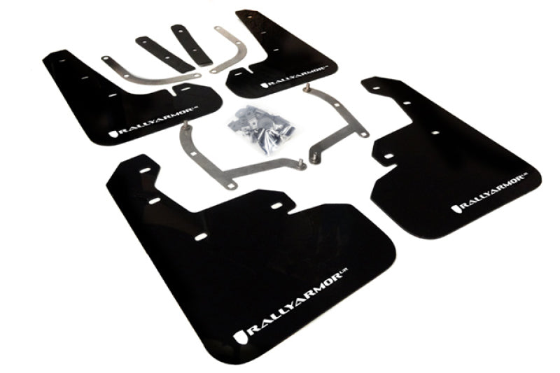 Rally Armor MF45-UR-BLK/WH FITS: 17-23 Subaru Impreza 4D/5D Black UR Mud Flap w/White Logo Mud Flaps
