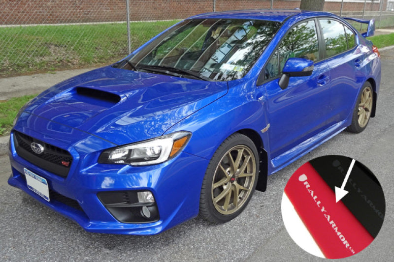 Rally Armor MF32-UR-RD/WH FITS: 15-21 Subaru WRX/STI Red UR Mud Flap w/White Logo Mud Flaps