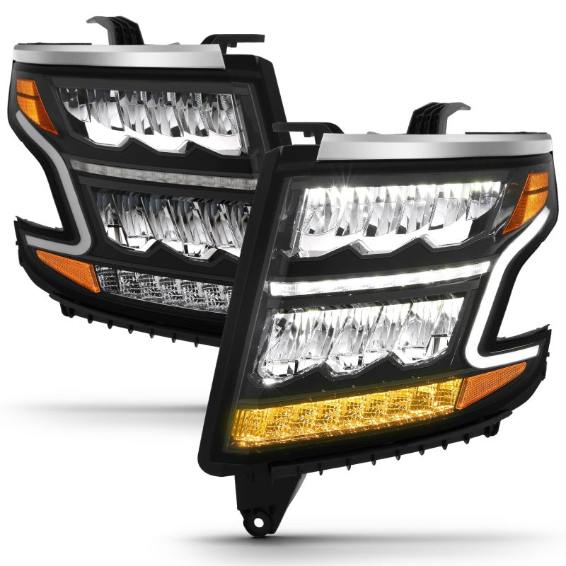 ANZO 111478 FITS: 15-20 Chevy Tahoe/Suburban LED Light Bar Style Headlights Black w/Sequential w/DRL w/Amber Headlights