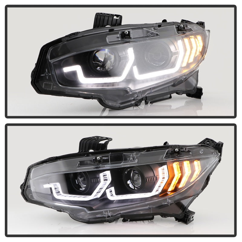 SPYDER 5087867 FITS: Honda Civic 16- 2DR/4DR/Hatchback Projector Headlights Black PRO-YD-HC16SI-SEQGR-BK Headlights