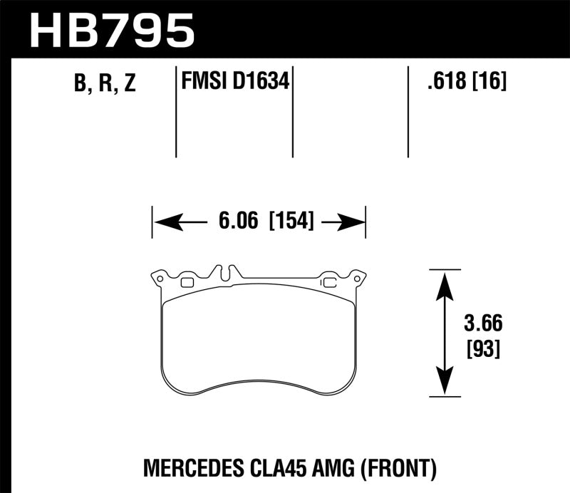 Hawk Performance HB795B.618 FITS: Hawk 14-17 Mercedes-Benz CLA 45 AMG/15-17 Mercedes-Benz GLA 45 AMG HPS 5.0 Front Brake Pads Brake Pads Performance