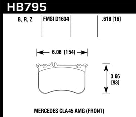 Hawk Performance HB795B.618 FITS: Hawk 14-17 Mercedes-Benz CLA 45 AMG/15-17 Mercedes-Benz GLA 45 AMG HPS 5.0 Front Brake Pads Brake Pads Performance