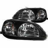 ANZO 121070 FITS: 1999-2000 Honda Civic Crystal Headlights Black Headlights