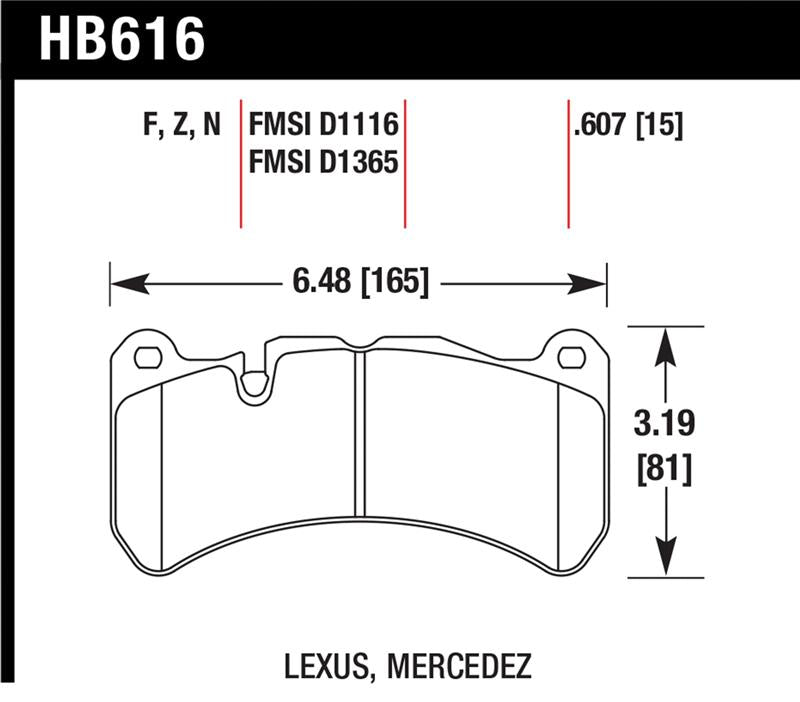 Hawk Performance HB616G.607 FITS: Hawk 08-11 Lexus IS-F / 05-06 M Benz CLK55 AMG / 07-08 CLK63 AMG DTC-60 Race Front Brake Pads Brake Pads Racing