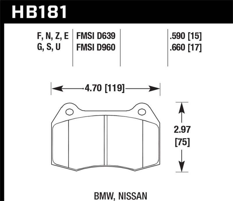 Hawk Performance HB181F.660 FITS:Hawk 94-97 BMW 840CI/850CI HPS Front Street Brake Pads Brake Pads Performance