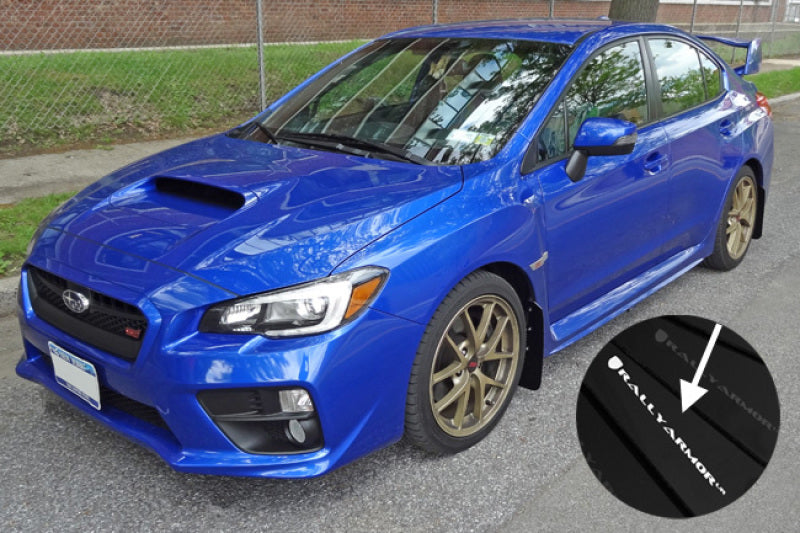 Rally Armor MF32-UR-BLK/WH FITS: 15-21 Subaru WRX/STI Black UR Mud Flap w/White Logo Mud Flaps