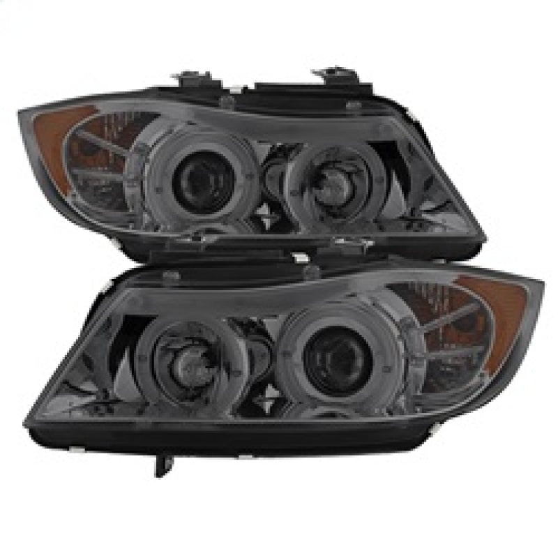 SPYDER 5009029 FITS: BMW E90 3-Series 06-08 (4 dr) Proj LED Halo Amber Reflctr Rplc Bulb Smke PRO-YD-BMWE9005-AM-S Headlights