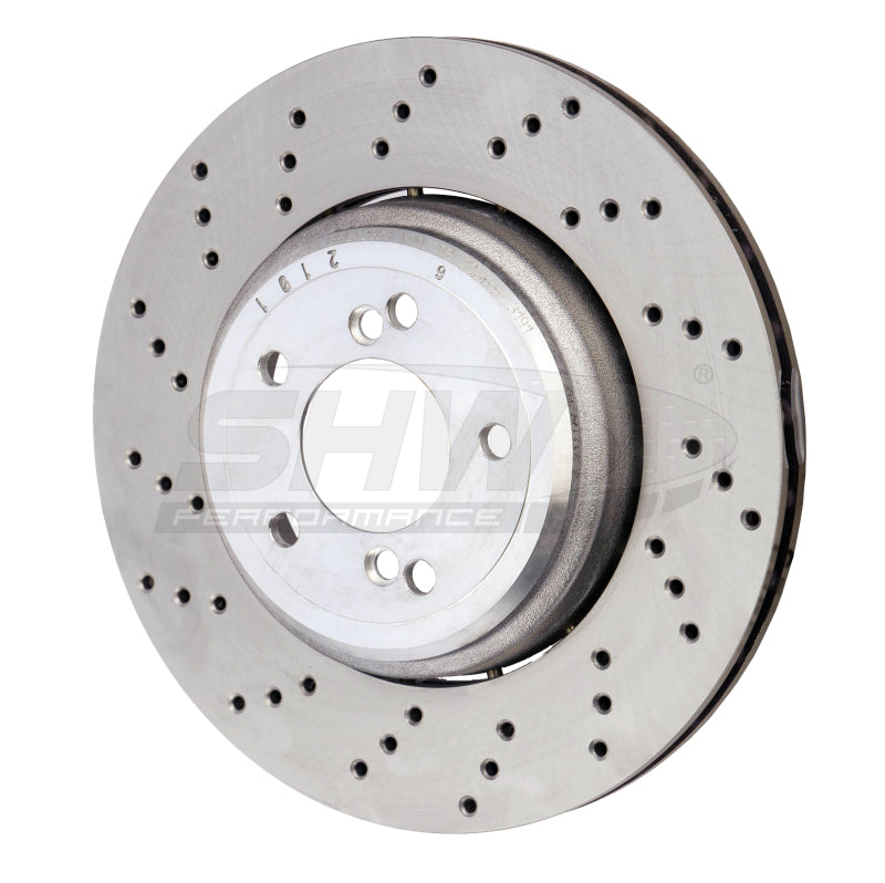 SHW Performance BRL42853 FITS:SHW 08-13 BMW M3 4.0L Left Rear Cross-Drilled Lightweight Brake Rotor (34212283803) Brake Rotors Drilled