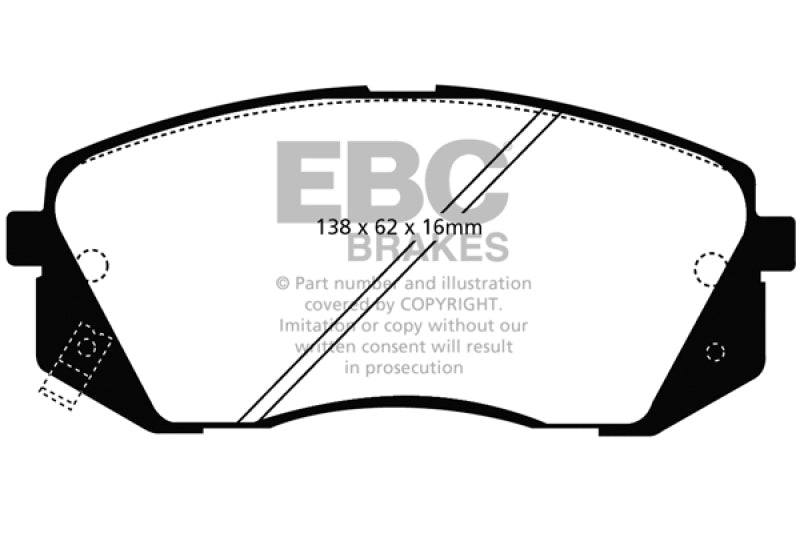 EBC DP41809R FITS: 15+ Hyundai Sonata 1.6 Turbo (Elec Park Brake) Yellowstuff Front Brake Pads Brake Pads Performance