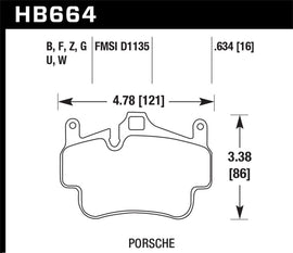 Hawk Performance HB664Z.634 FITS: Hawk 05-08 Porsche 911 Carrera Front & Rear / 07-08 Cayman Front Perf Ceramic Street Brake Pads Brake Pads Performance