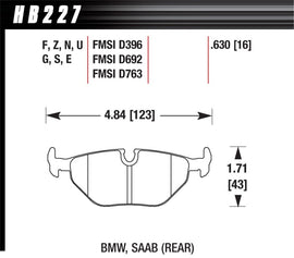 Hawk Performance HB227S.630 FITS: Hawk 92-95 BMW 325iS HT-10 Race Rear Brake Pads Brake Pads Racing