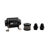 DeatschWerks Stainless Steel 8AN 10 Micron Universal Inline Fuel Filter Housing Kit (70mm)