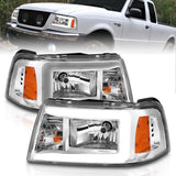 ANZO 111512 FITS: 2001-2011 Ford Ranger Crystal Headlights w/ Light Bar Chrome Housing Headlights