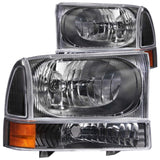 ANZO 111080 FITS: 2000-2004 Ford Excursion Crystal Headlights Black Headlights