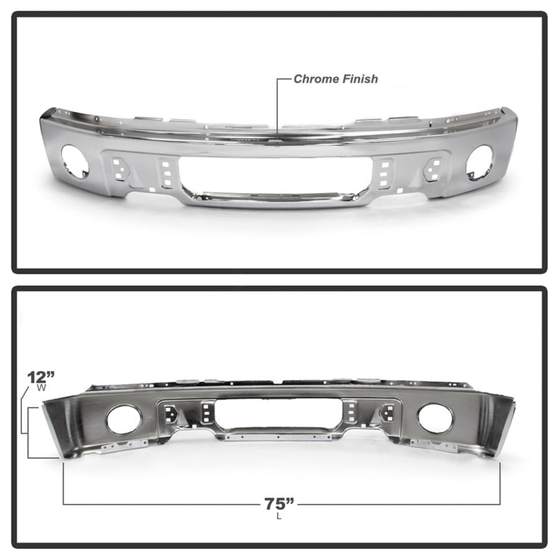 SPYDER 9948480 FITS: Ford F150 09-14 w/Fog Light Hole w/o Harley Model Front Bumper Chrome (OEM 9L3Z17757B) Bumper Accessories