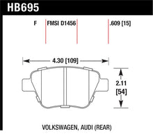 Load image into Gallery viewer, Hawk Performance HB695F.609 FITS: Hawk 12 Audi A3 / 11-12 VW Golf GTI/Jetta S/Jetta SE/Jetta SEL/Jetta TDI HPS Street Rear Brake Pads Brake Pads Performance