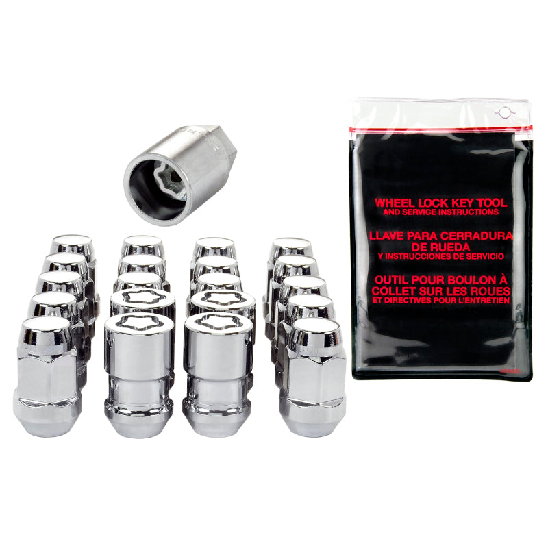 McGard 84537 FITS: 5 Lug Hex Install Kit w/Locks (Cone Seat Nut / Bulge) M12X1.5 / 3/4 Hex / 1.45in L Chrome Lug Nuts