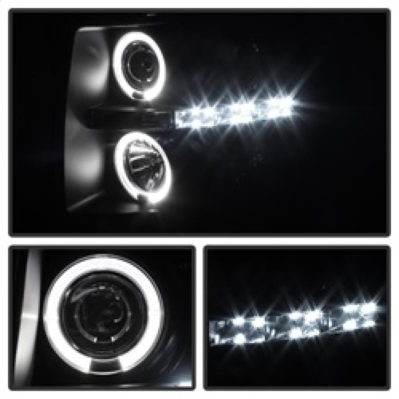 SPYDER 5078322 FITS: Chevy Silverado 1500/2500 07-13 Projector Headlights LED Halo LED Blk Smke PRO-YD-CS07-HL-BSM Headlights