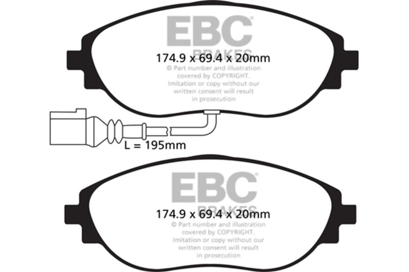 EBC UD1633 FITS: 12+ Volkswagen CC 3.6 Ultimax2 Front Brake Pads Brake Pads OE