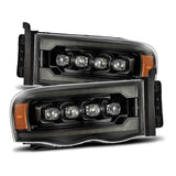 AlphaRex 880566 FITS: 02-05 Dodge Ram 1500 NOVA LED Proj Headlights Alpha Black w/Activ Light/Seq Signal Headlights