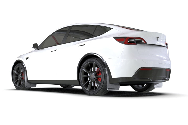 Rally Armor MF72-UR-WH/BLK FITS: 20-26 Tesla Model Y, Juniper Y White UR Mud Flap w/Black Logo Mud Flaps