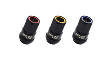 Load image into Gallery viewer, Wheel Mate HR3805BY FITS: Muteki HR38 Open End Lug Nuts 12x1.25 Black Chrome / Yellow Ring Lug Nuts