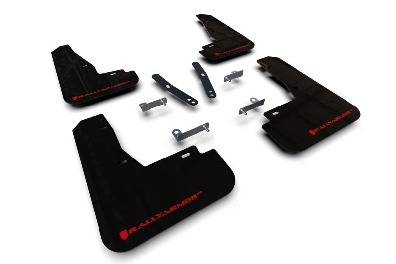 Rally Armor MF91-UR-BLK-RD FITS: 22-25 Kia EV6 Black UR Mud Flap Red Logo Mud Flaps