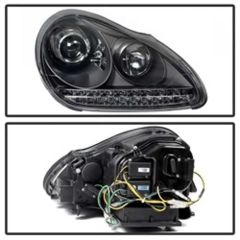 SPYDER 5080967 FITS: Porsche Cayenne 03-06 Projector Xenon/HID Model- DRL LED Blk PRO-YD-PCAY03-HID-DRL-BK Headlights