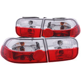 ANZO 221220 FITS: 1992-1995 Honda Civic Taillights Red/Clear Tail Lights