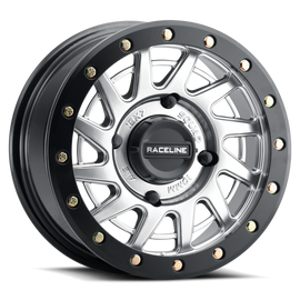 Raceline A12SB-57037+38 FITS: A12SB Squad 15x7in/4x137 BP/38mm Offset/110.18mm Bore Silver & Black Ring Beadlock Wheel Wheels Cast