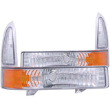 ANZO 511039 FITS: 2000-2004 Ford Excursion Euro Parking Lights Chrome w/ Amber Reflector Lights Corner