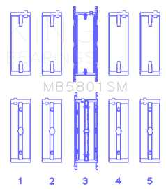 King Engine Bearings MB5801SM FITS: King BMW S63 Crankshaft Main Bearing Set Bearings