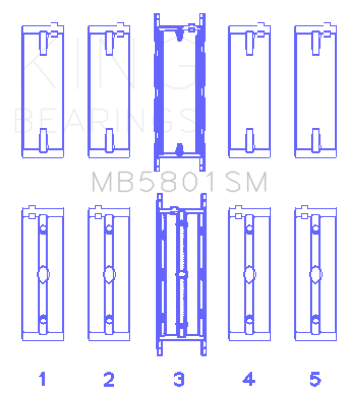 King Engine Bearings MB5801SM0.5 FITS: -King BMW N63/S63 (Size +0.50mm) Crankshaft Main Bearing Set Bearings