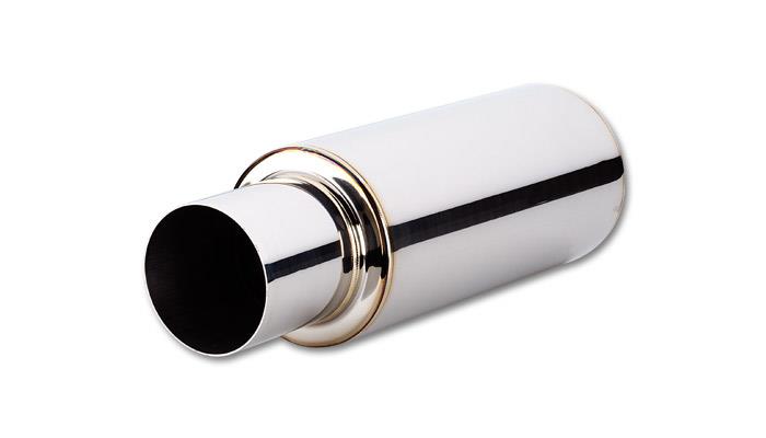 Vibrant 1057 FITS: TPV Round Muffler (23in Long) with 4in Round Tip Straight Cut 2.5in inlet I.D. Muffler