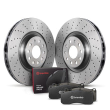 Load image into Gallery viewer, Brembo OE KTX4080 FITS: 15-20 Audi A3 Quattro/S3/15-19 Golf R/15-21 GTI/19-21 Jetta Front Disc Brake Kit Brake Rotors Drilled