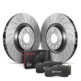 Brembo OE KTX4079 FITS: 15-20 Audi A3 Quattro/19-23 Q3/15-20 S3/16-23 TTS Quattro/19-23 Arteon Rear Disc Brake Kit Brake Rotors Drilled