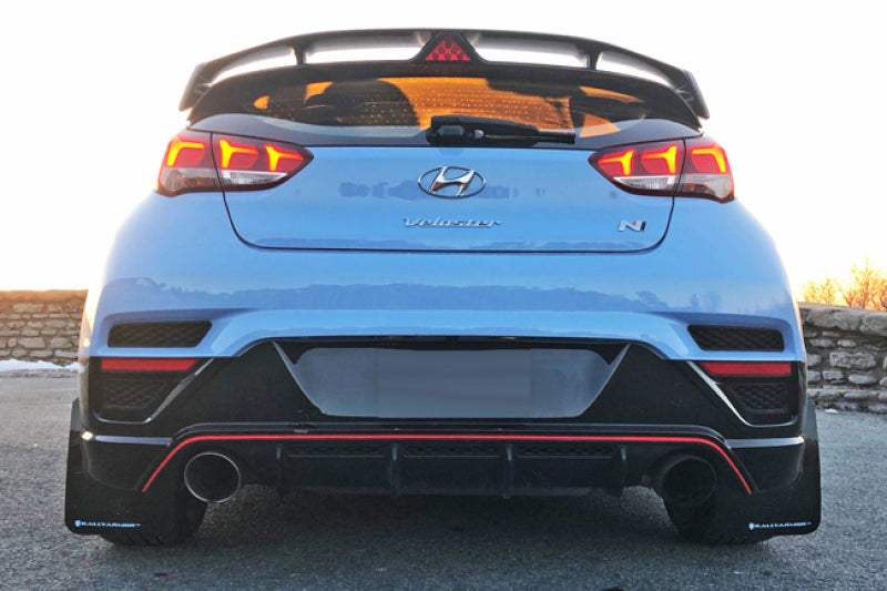 Rally Armor MF57-UR-BLK/WH FITS: 19-22 Hyundai Veloster N Black UR Mud Flap w/ White Logo Mud Flaps