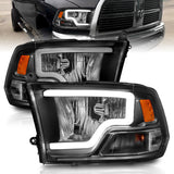 ANZO 111515 FITS: 2009-2018 Dodge Ram 1500 Crystal Headlights w/ Light Bar Black Housing Headlights