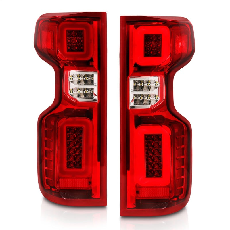 ANZO 311419 FITS: 19-21 Chevy Silverado Work Truck Full LED Taillights Chrome Housing Red Lens G2(w/C light Bars) Tail Lights
