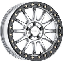 Load image into Gallery viewer, Raceline A14SB-77012+25 FITS: A14SB Alpha 17x7in/5x114.3 BP/25mm Offset/114.3mm Bore Silver &amp; Blk Ring Beadlock Wheel Wheels Cast