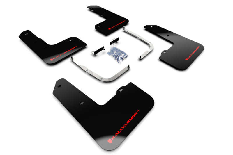 Rally Armor MF57-UR-BLK/RD FITS: 19-22 Hyundai Veloster N Black UR Mud Flap w/ Red Logo Mud Flaps