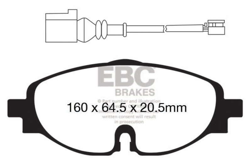 EBC UD1760 FITS: 14+ Audi A3 1.8 Turbo Ultimax2 Front Brake Pads Brake Pads OE