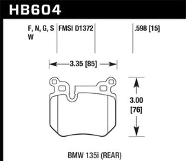 Hawk Performance HB604B.598 FITS:Hawk 08-13 BMW 135i HPS 5.0 Rear Brake Pads Brake Pads Performance
