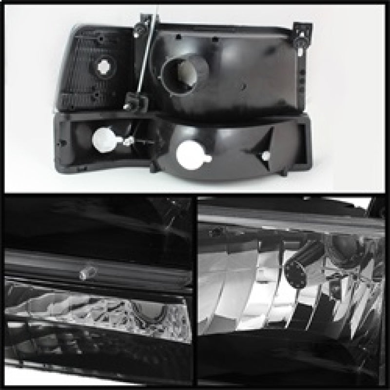 SPYDER 5073136 FITS:xTune Ford F150/Bronco 92-96 Headlights w/Corner Bumper 6pcs Amber- Black HD-JH-FB92-SET-AM-BK Headlights