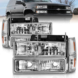 ANZO 111506 FITS: 88-98 Chevrolet C1500 Crystal Headlights Chrome w/ Signal and Side Marker Lights Headlights