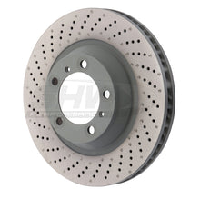 Load image into Gallery viewer, SHW Performance PFL39911 FITS:SHW 15-16 Porsche 911 Carrera4 GTS 3.8L w/o Ceramic Brake Left Frt Drill-Dimp MB Rotor (99135140301) Brake Rotors Drilled