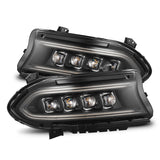 AlphaRex 880499 FITS: 15-23 Dodge Charger NOVA-Series LED Proj Headlights Blk w/Activtn Light & Seq.Sig / SB DRL Headlights